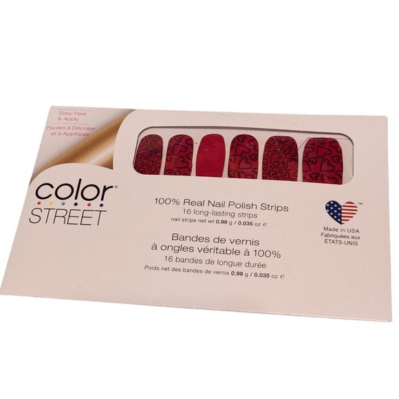 New Unopened Color Street Nail Strips - Red Hearts Design - Picture 1 of 2